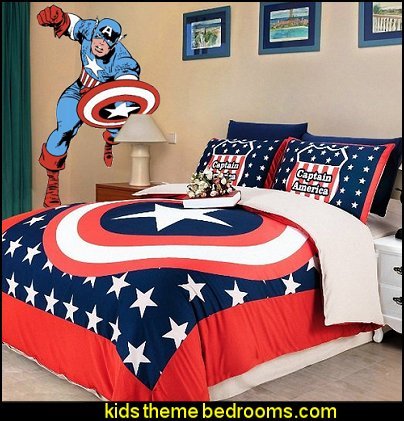 captain america wall decal Super Hero bedrooms Captain America bedding superheroes